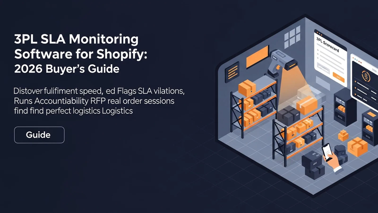 Modern warehouse dashboard displaying real-time logistics metrics with warm amber highlights and Shopify integration icons