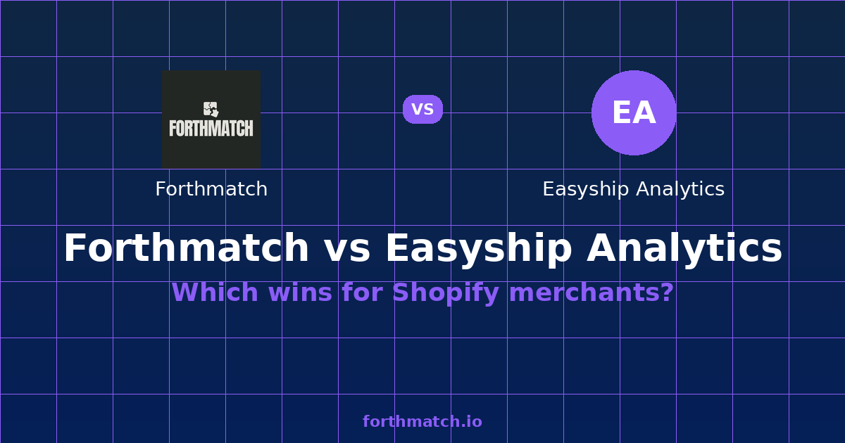 Forthmatch vs Easyship Analytics: 2026 — comparison card showing both products
