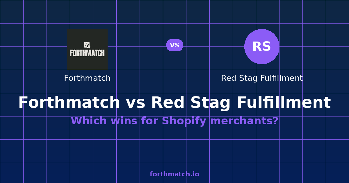 Red Stag Fulfillment Shopify vs Forthmatch — comparison card showing both products